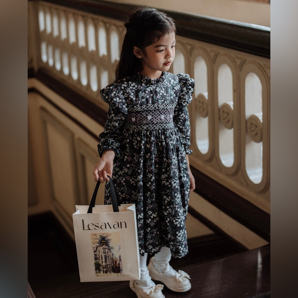 Lesavan Floral Long Sleeve Smocked Kids Dress for‎ Toddler Girls | 3T Dresses